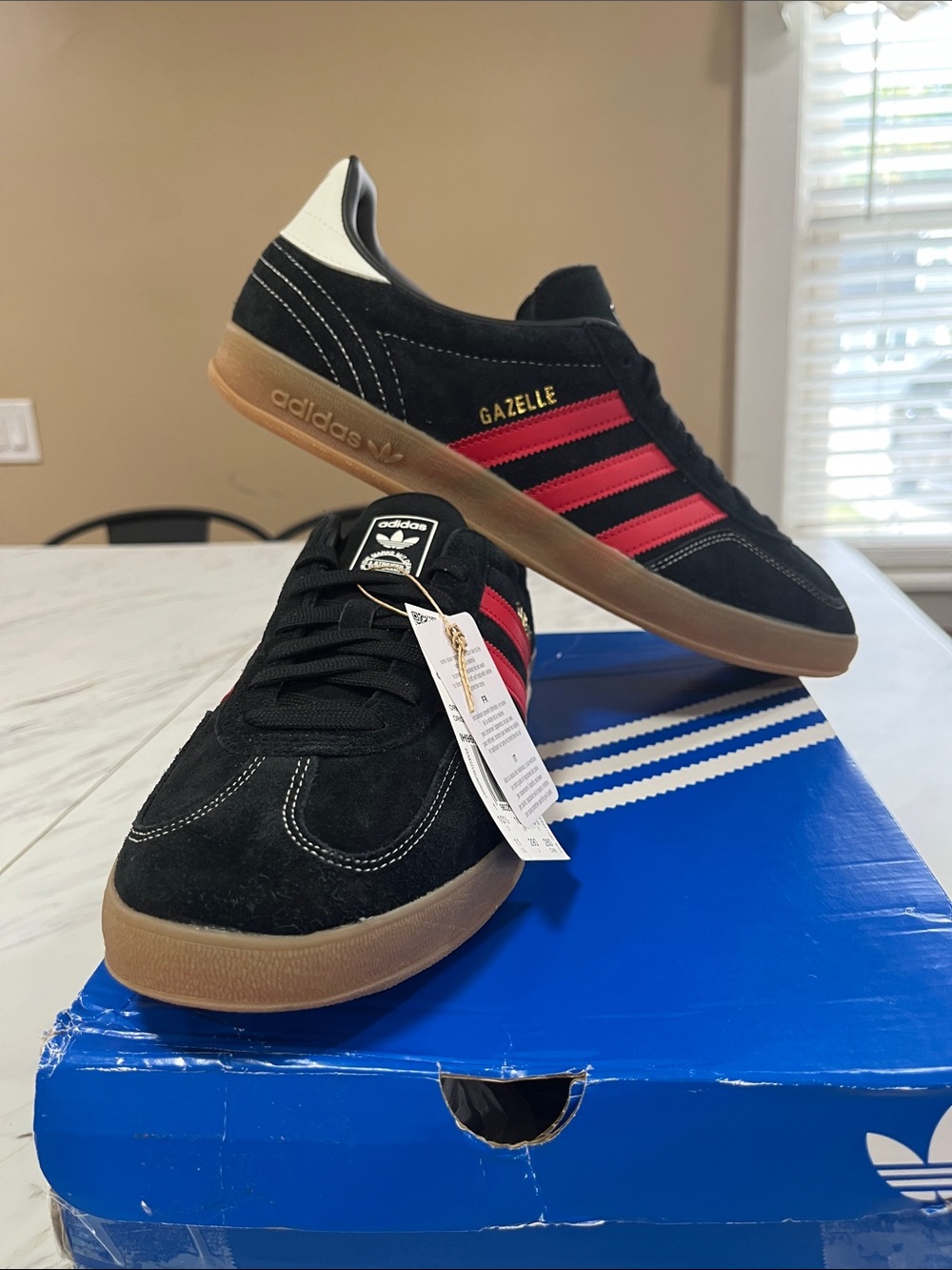 adidas Gazelle Men’s Black & Red Suede Sneakers